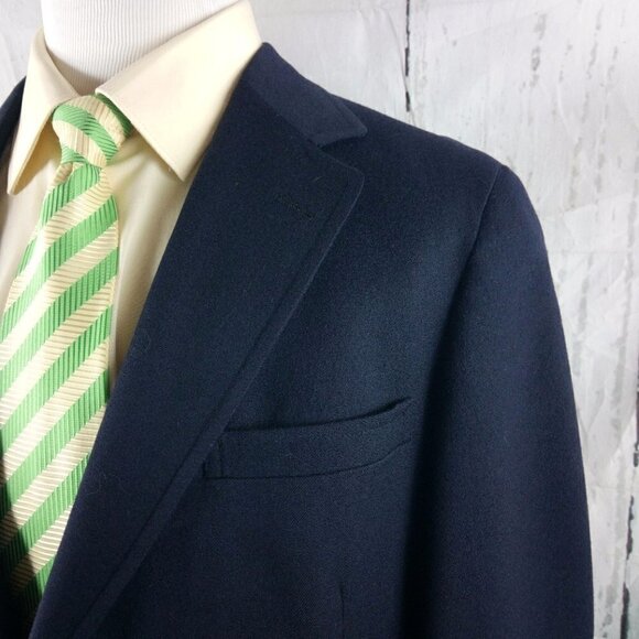 Jos A Bank Clothiers Red Label 44L Wool 2 Gold Button Blue Blazer Sport Coat - Picture 3 of 13